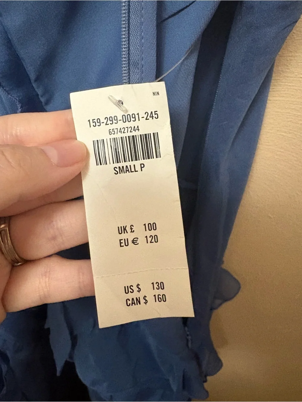Abercrombie & Fitch Cascading Ruffle Maxi Dress Blue Size Small Petite NWT New